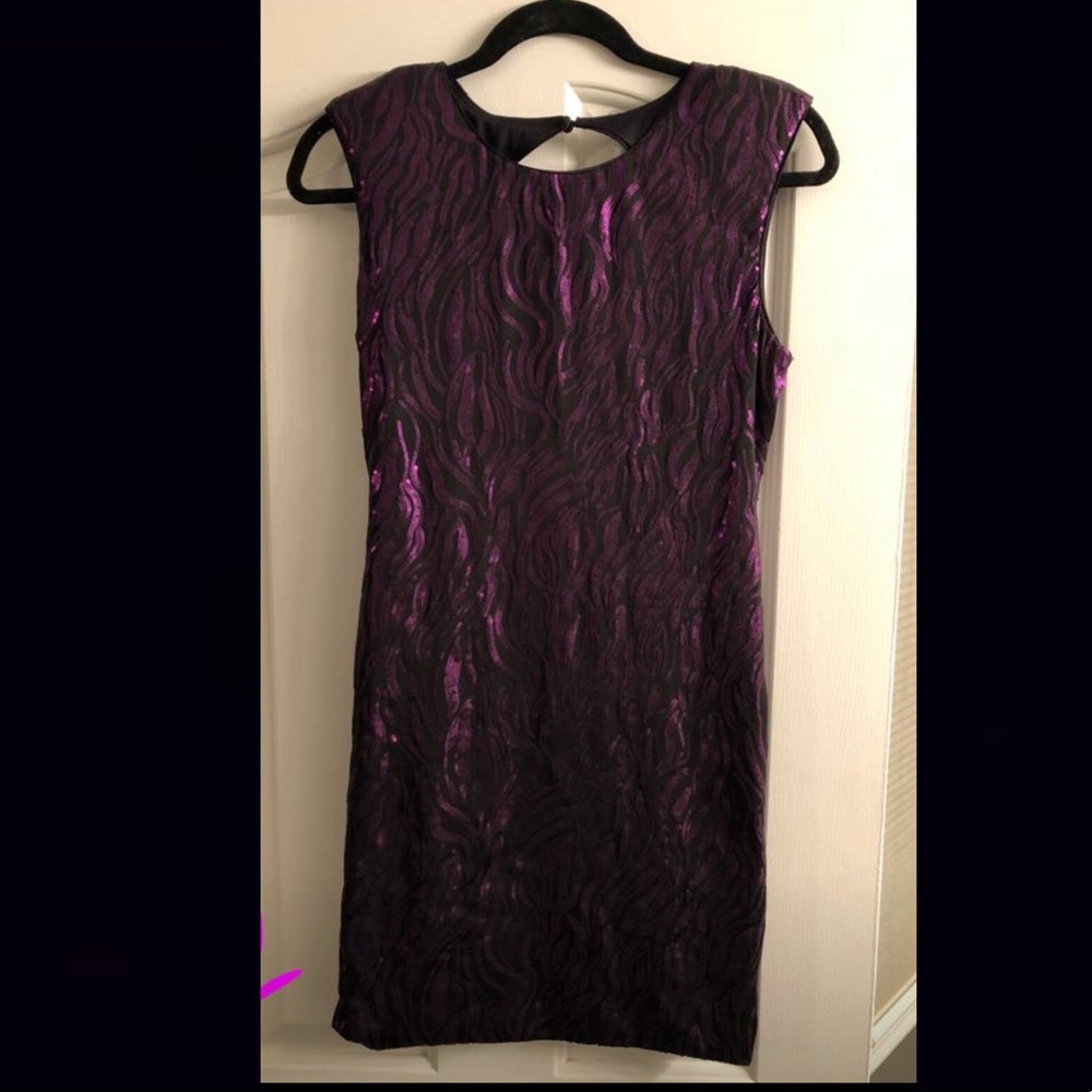 Purple sequin mini dress with keyhole back